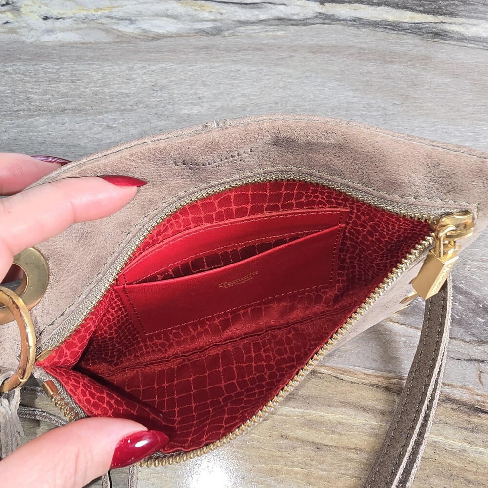 Hammitt Los Angeles Gray Leather Crossbody Clutch Wristlet Purse Pewter Nash - Picture 7 of 9